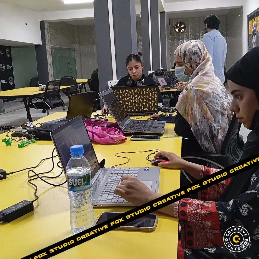 Female design students at Creative Fox Studio Lahore