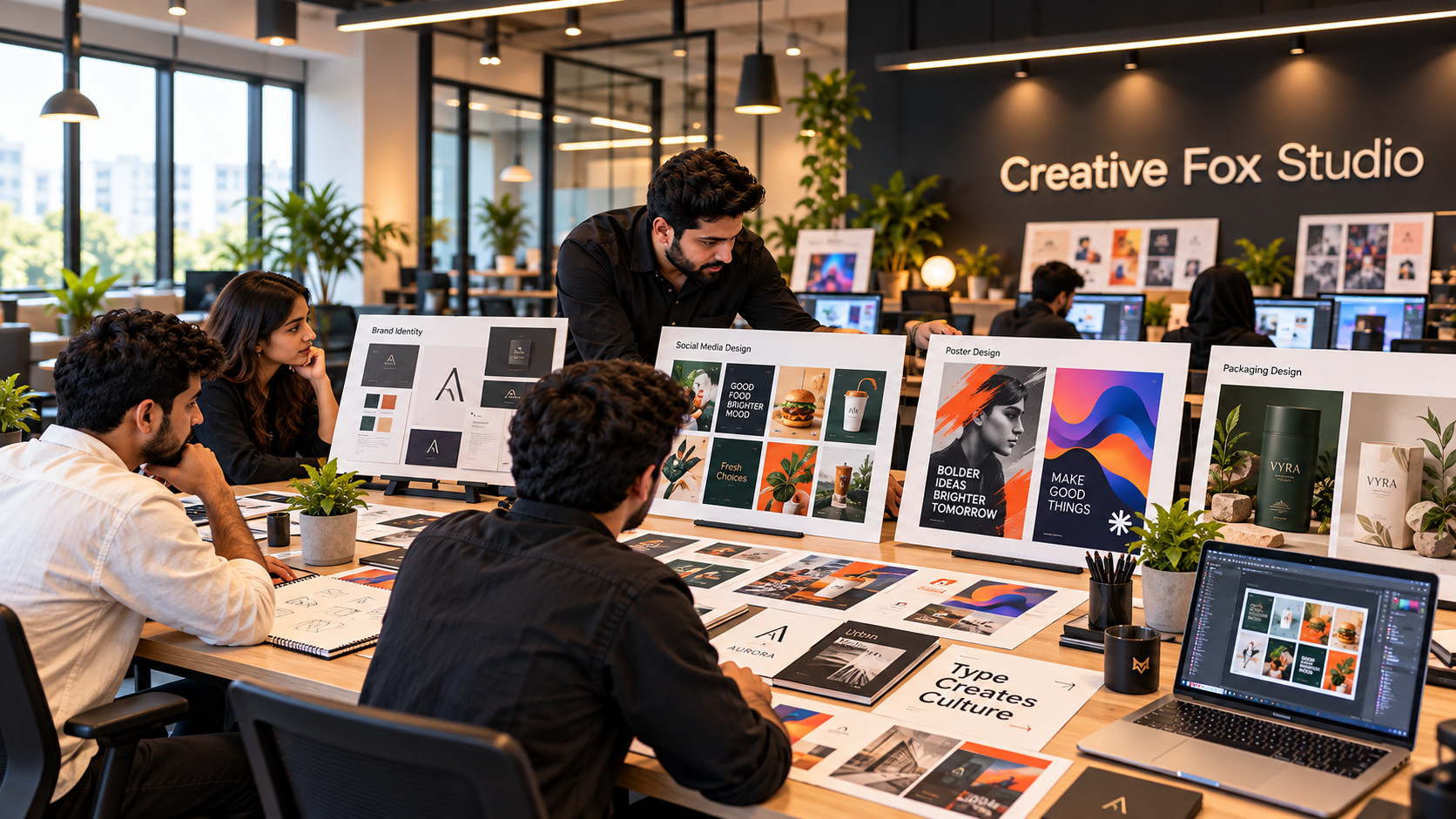 Student graphic design portfolio review and project presentation