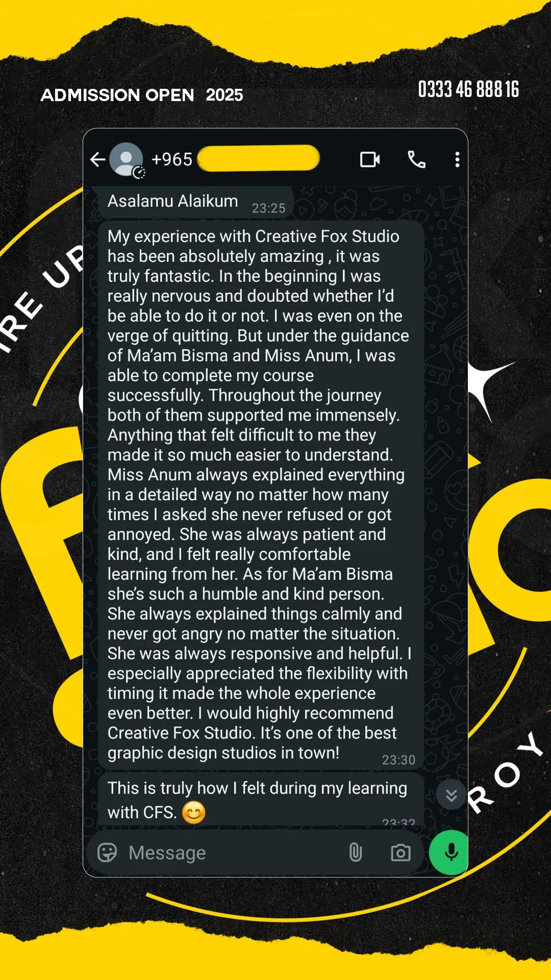 Creative Fox Studio graphic design course student review
