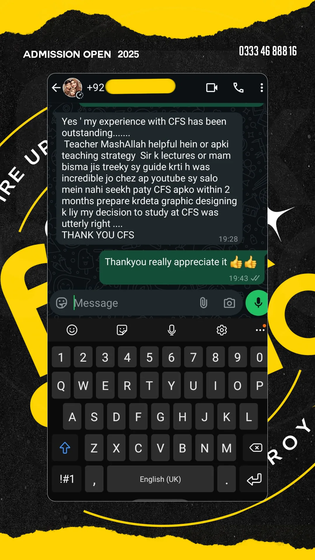 Student feedback about the Creative Fox Studio graphic design course