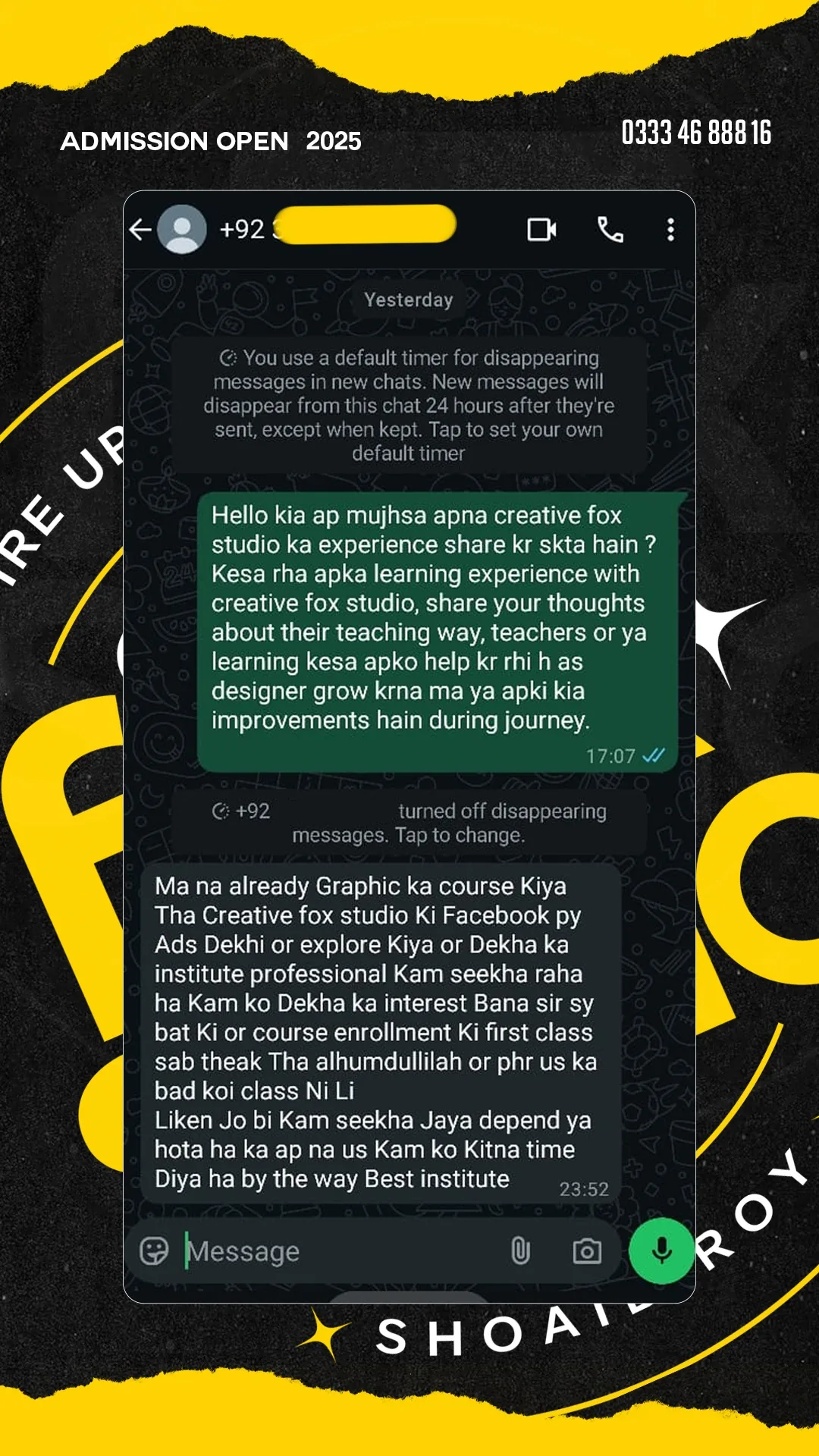 Creative Fox Studio student review for practical graphic design learning