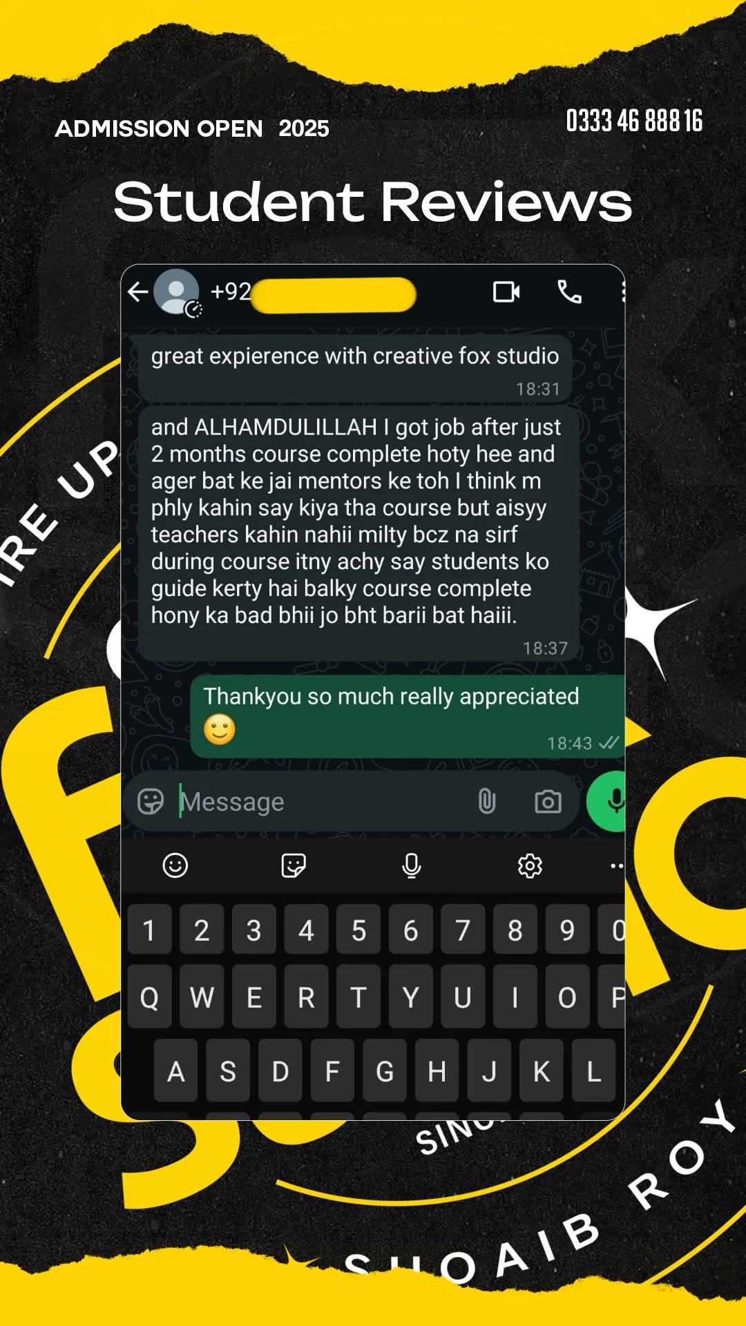 Creative Fox Studio student review about getting a design job after the course