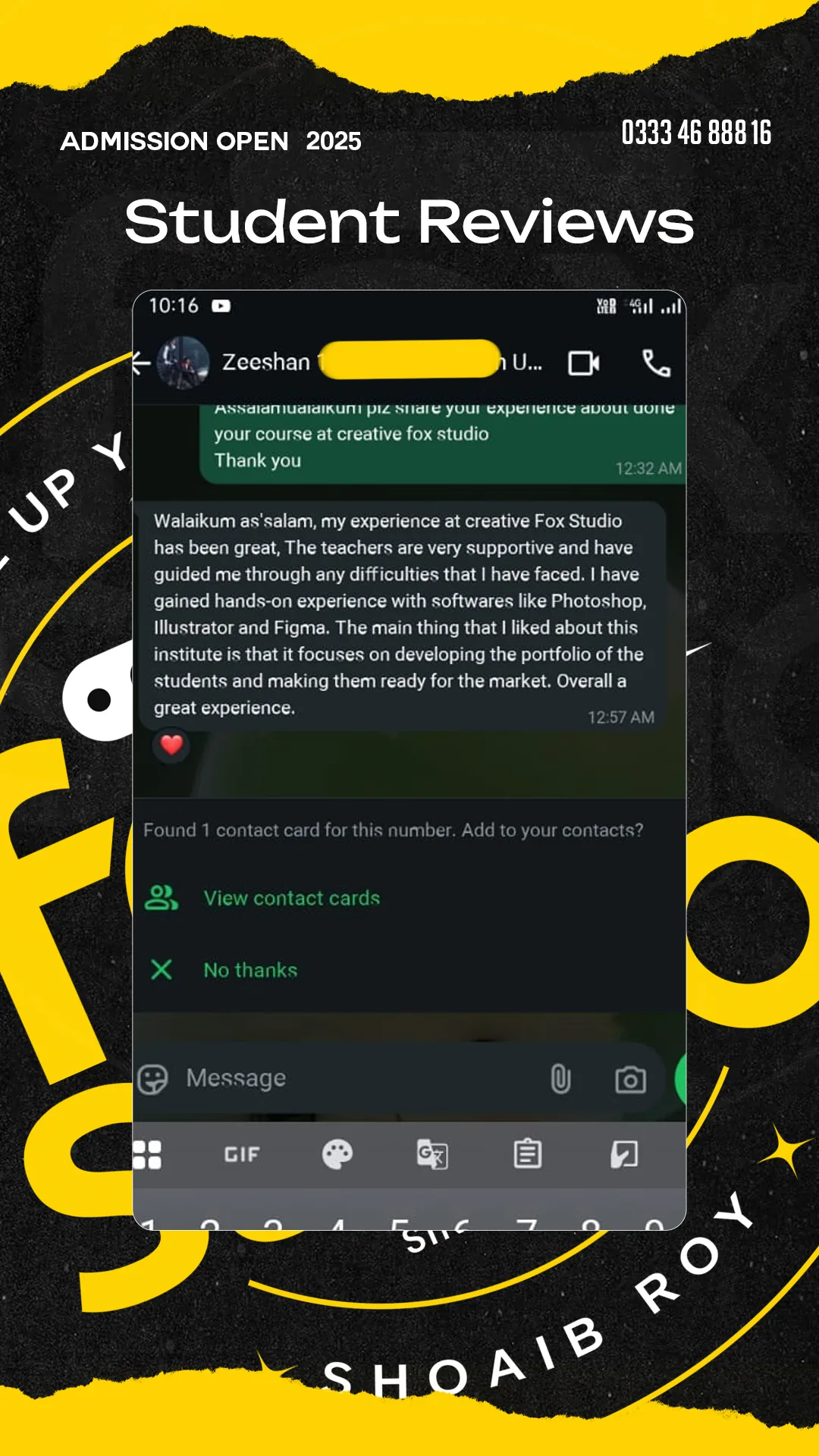 Student review of portfolio training at Creative Fox Studio